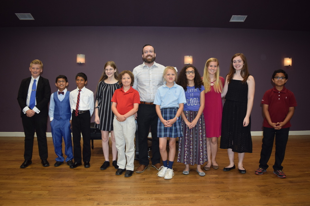 David Price with students at an earlier studio recital